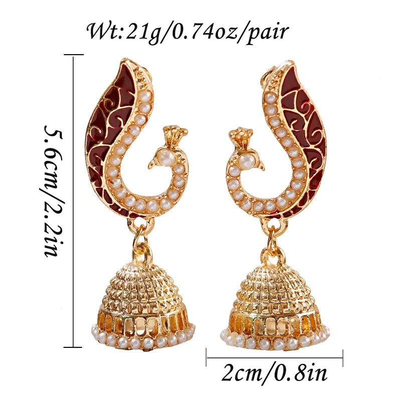 Zenat Ethnic Peacock Pearl Tassel Jhumka Earrings