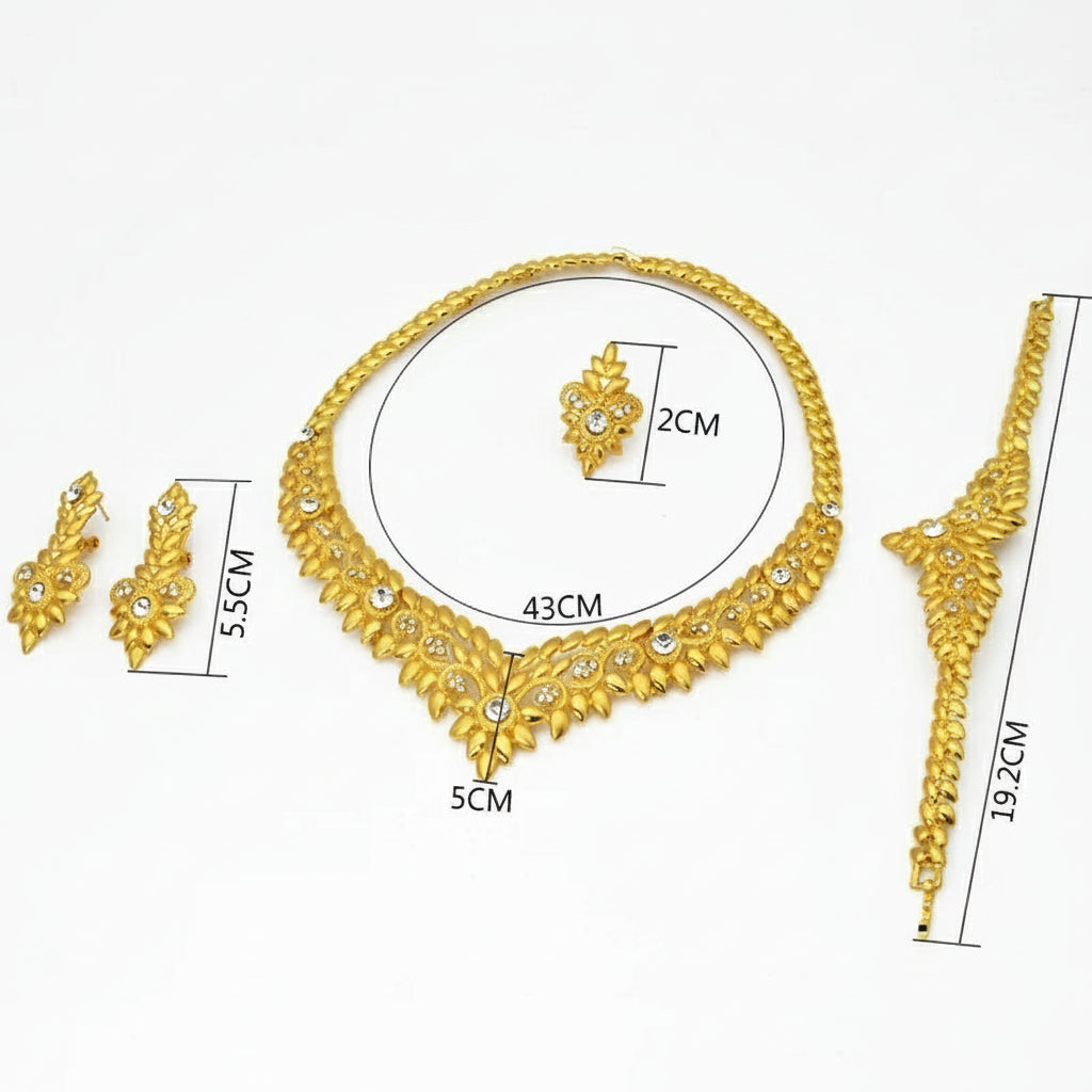Zenat Dubai Gold Color 24k Luxury Necklace Set