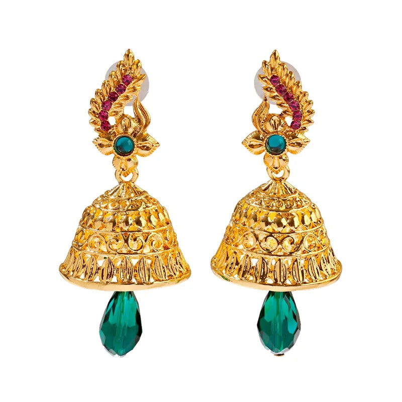 Zenat Ethnic Peacock Pearl Tassel Jhumka Earrings