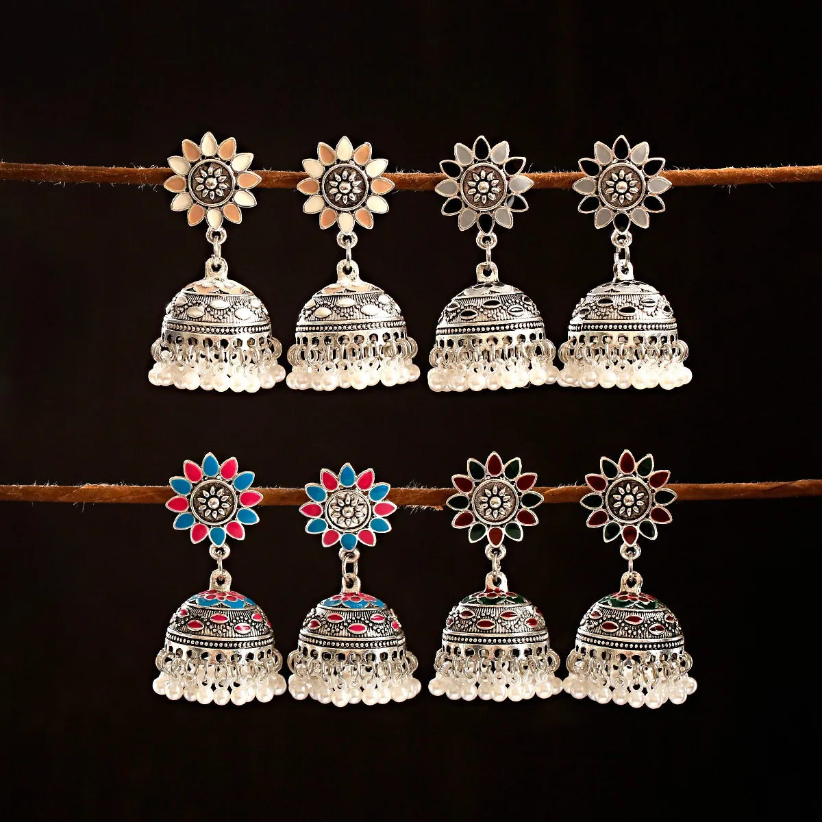 Zenat Trendy Indian Jhumka Charm Stud Earrings