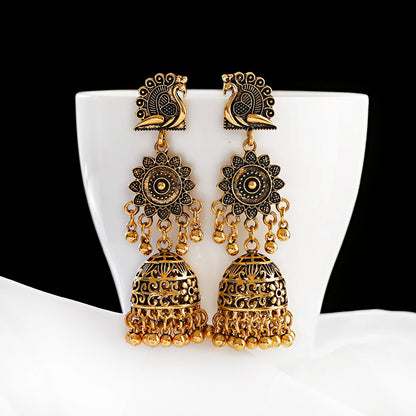 Zenat Retro Peacock Afghan Jhumka Tassel Earrings