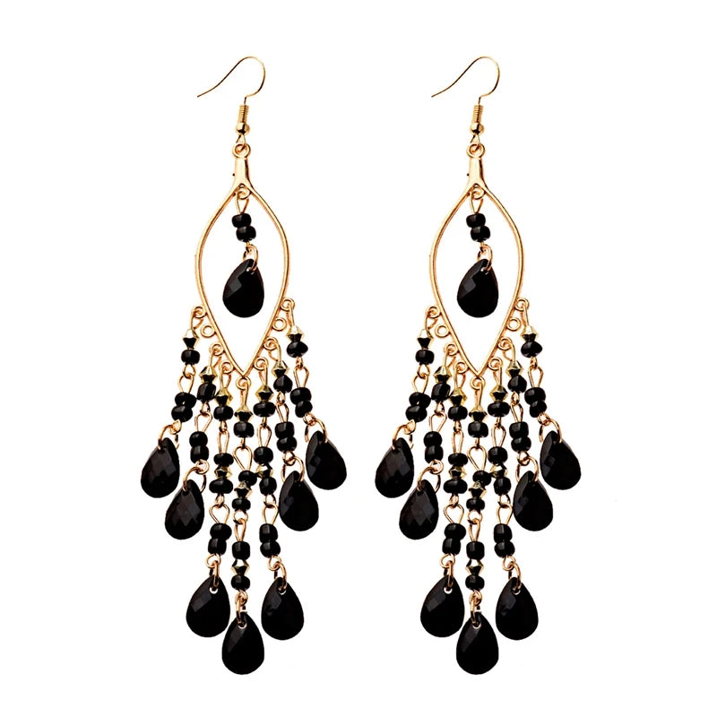 Zenat 2020 Vintage White Bead Tassel Jhumka