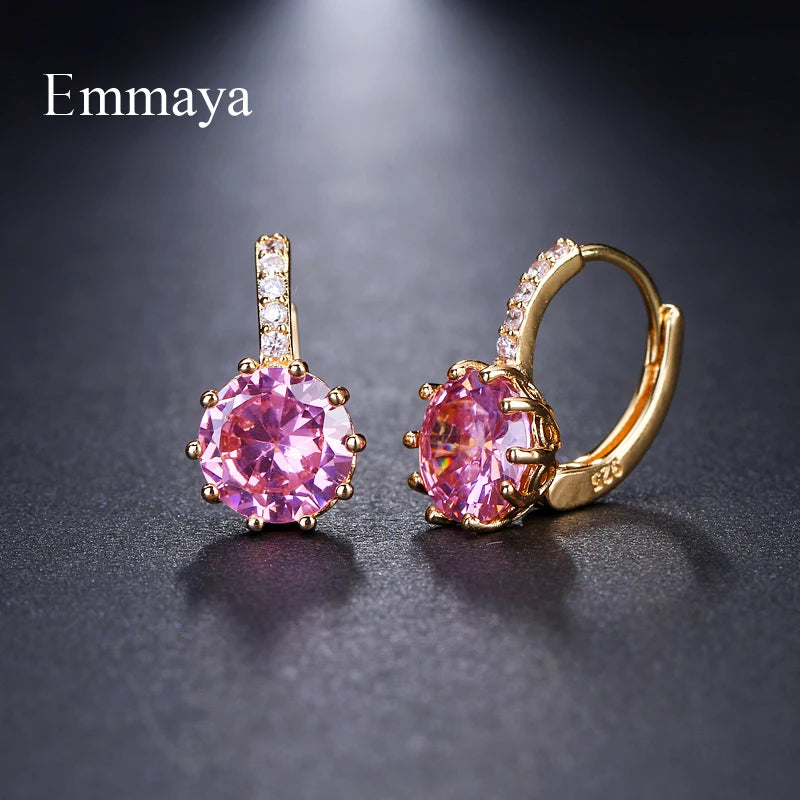 EMMAYA Fashion 9 Colors AAA CZ Element Stud Earrings For Women Wholesale Cheap Factory Price Wedding Party Gift