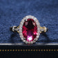 Zenat Huitan Big Oval Rose Red CZ Ring