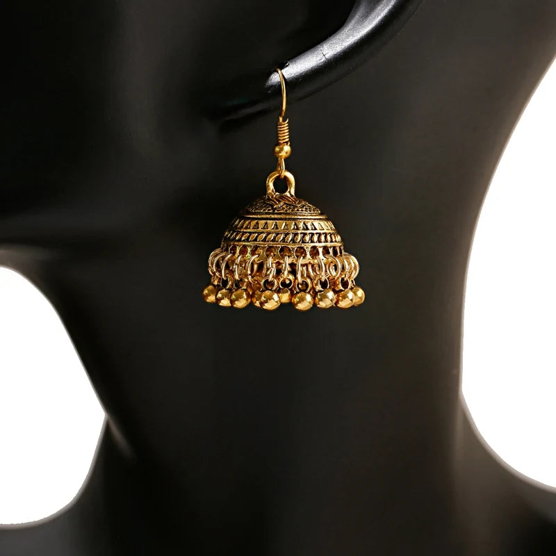 Zenat Silver Color Jhumka Earrings