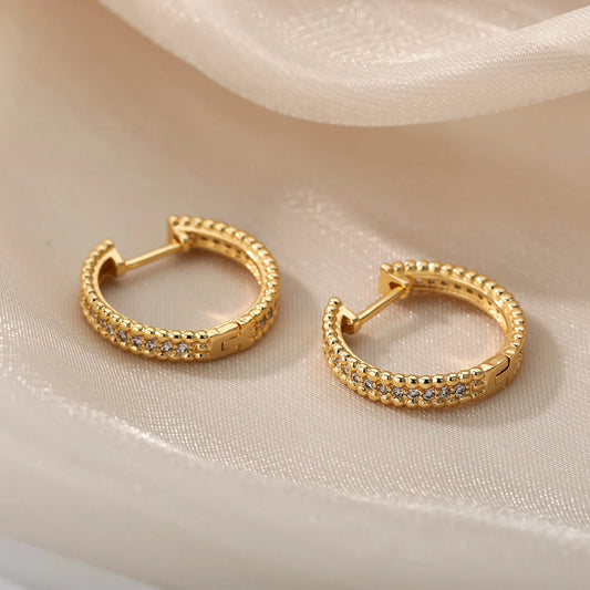 Zenat Round Hoop Stainless Steel Earrings for Women