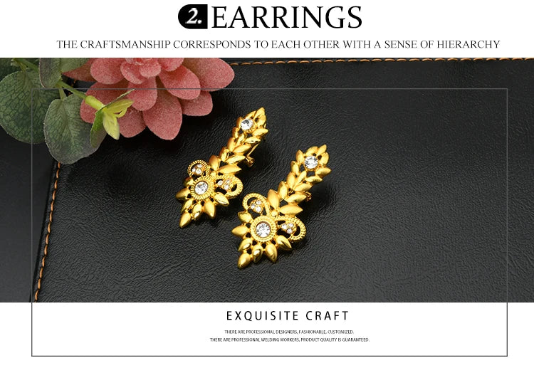 Zenat Dubai Gold Color 24k Luxury Necklace Set