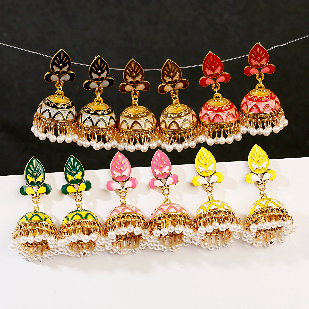 Zenat Trendy Indian Jhumka Charm Stud Earrings