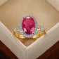 Zenat Huitan Big Oval Rose Red CZ Ring
