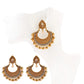 Zenat Retro Green Carved Pearl Tassel Jhumka