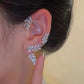Zenat Silver Leaf Butterfly Clip Earrings – Non-Pierced Sparkle