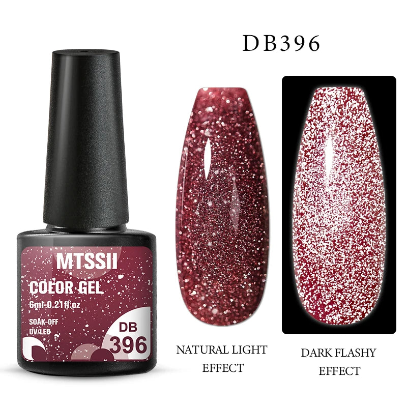Mtssii 6ML Reflective Gel Nail Polish Shiny 14 Colors Semi-permanent UV Gel varnish Hybrid Nail Polish for Nail Art Manicure