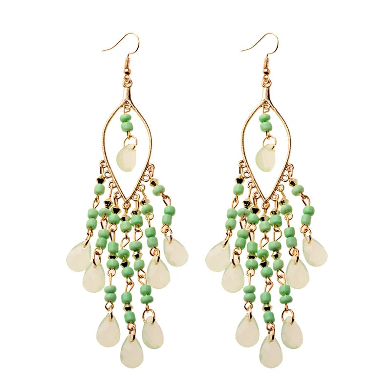 Zenat 2020 Vintage White Bead Tassel Jhumka