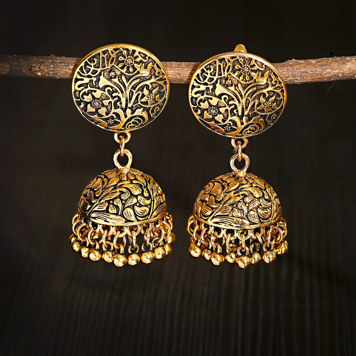 Zenat Trendy Indian Jhumka Charm Stud Earrings