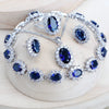 Zenat Blue Zirconia Silver 925 Women Bridal  Necklace Set