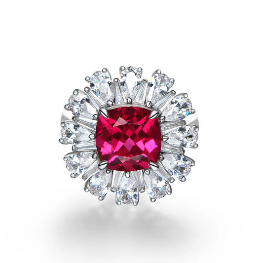 Bling Rings Women 925 Wedding Rings 925 Silver Cubic Zirconia Ruby Ring