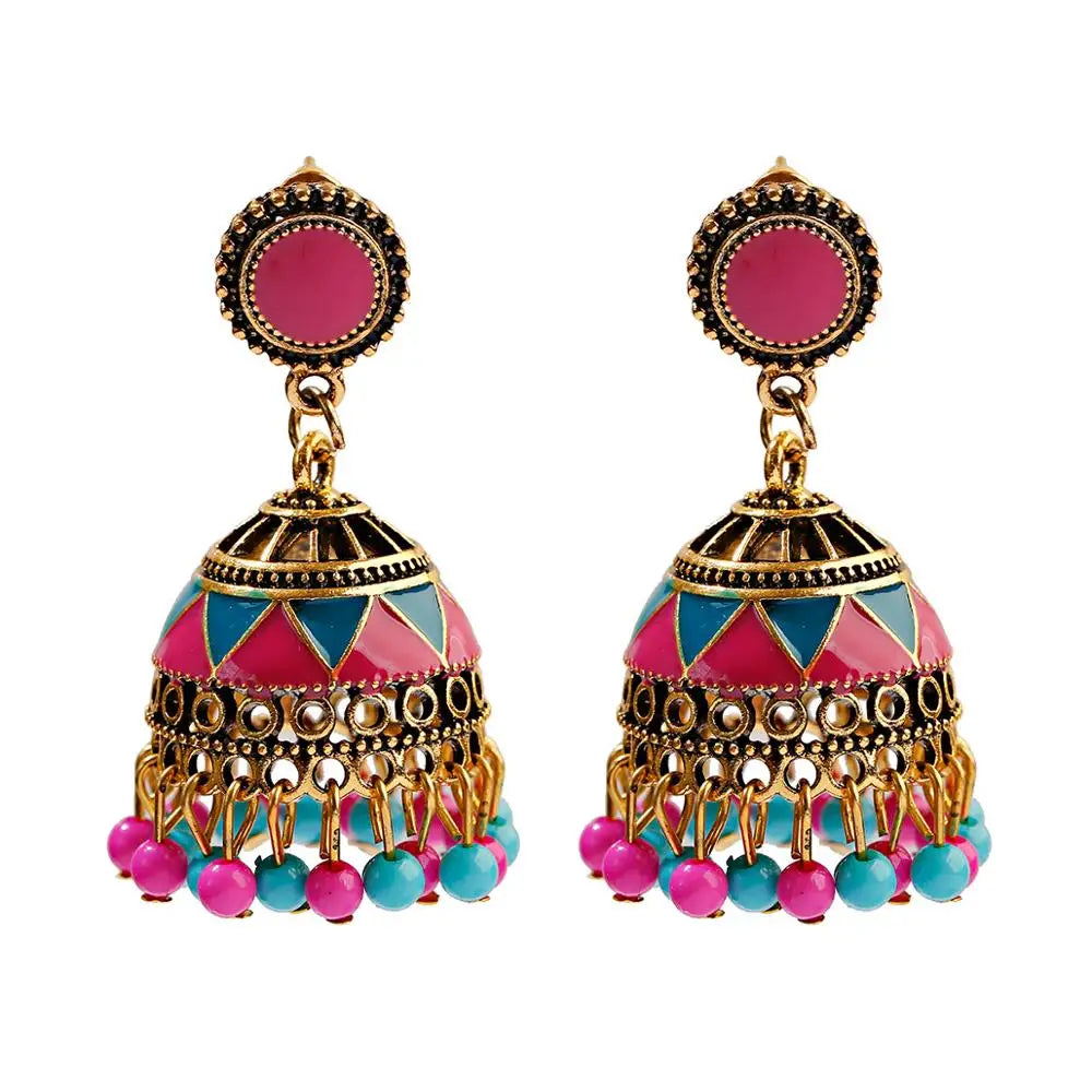 Zenat Trendy Indian Jhumka Charm Stud Earrings