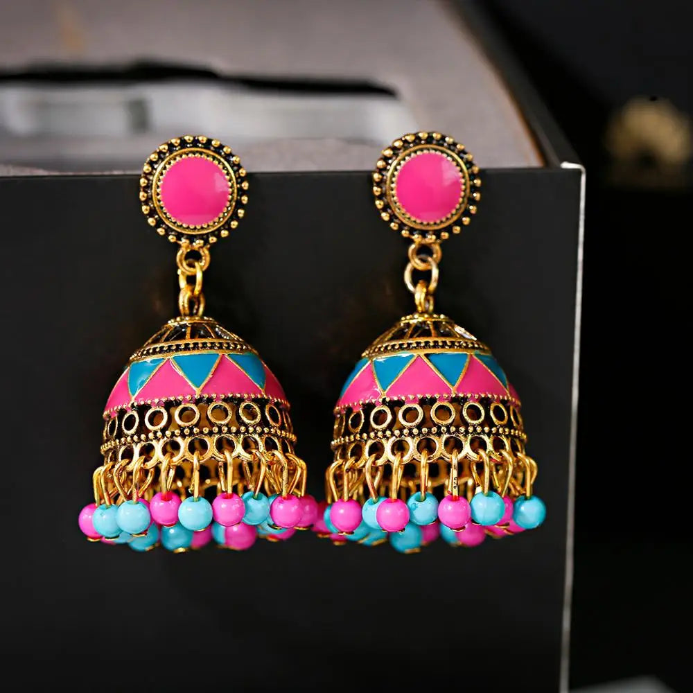 Zenat Trendy Indian Jhumka Charm Stud Earrings