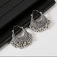 Zenat Retro Boho Silver Tassel Flower Jhumka