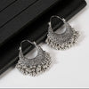 Zenat Retro Boho Silver Tassel Flower Jhumka
