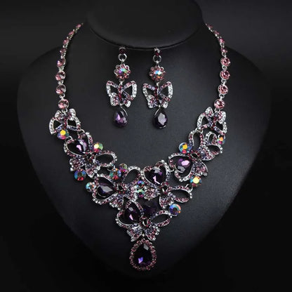 Zenat Butterfly Necklace Earrings Set