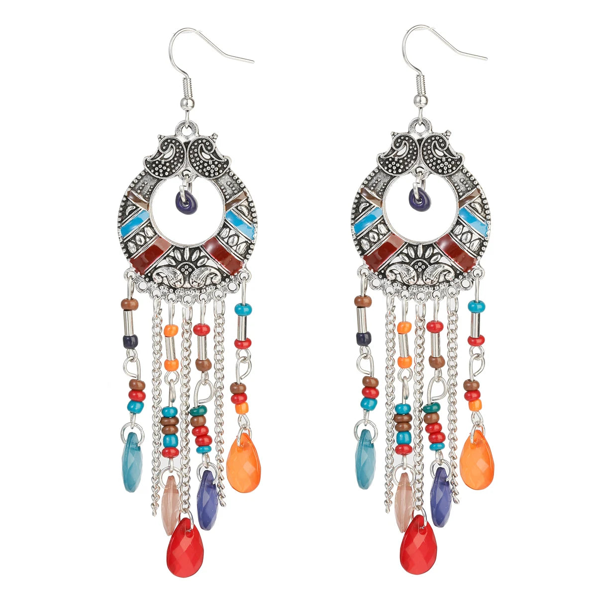 Zenat 2020 Vintage White Bead Tassel Jhumka