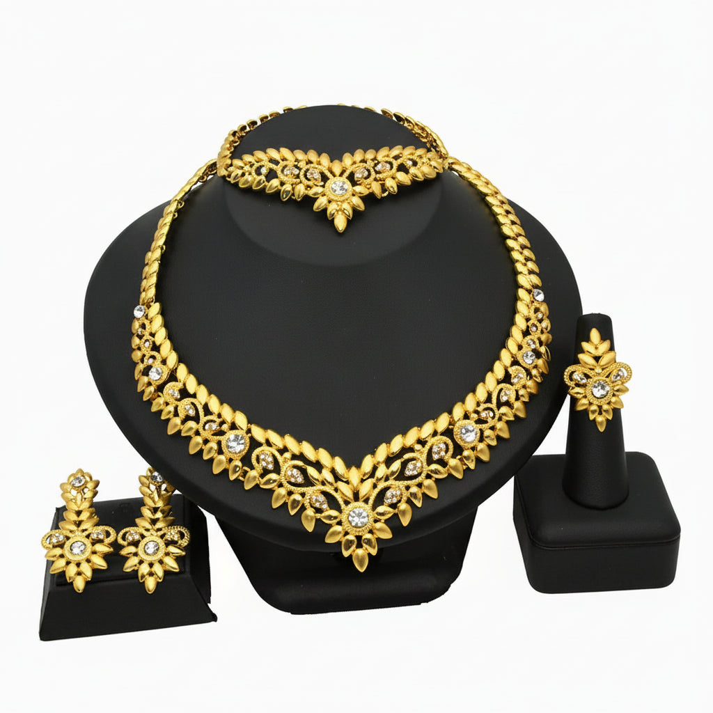 Zenat Dubai Gold Color 24k Luxury Necklace Set