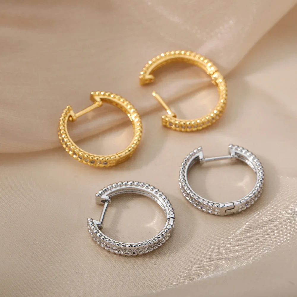 Zenat Round Hoop Stainless Steel Earrings for Women