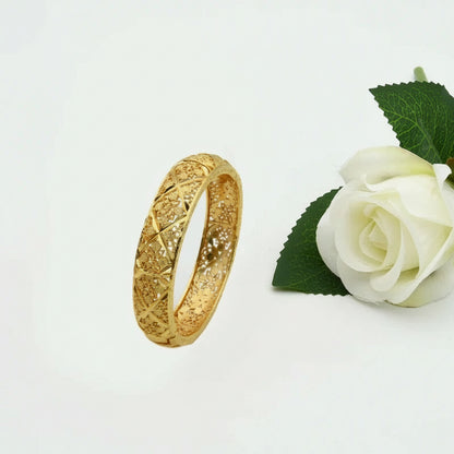 24K Gold Color Charm Bangles Adjustable