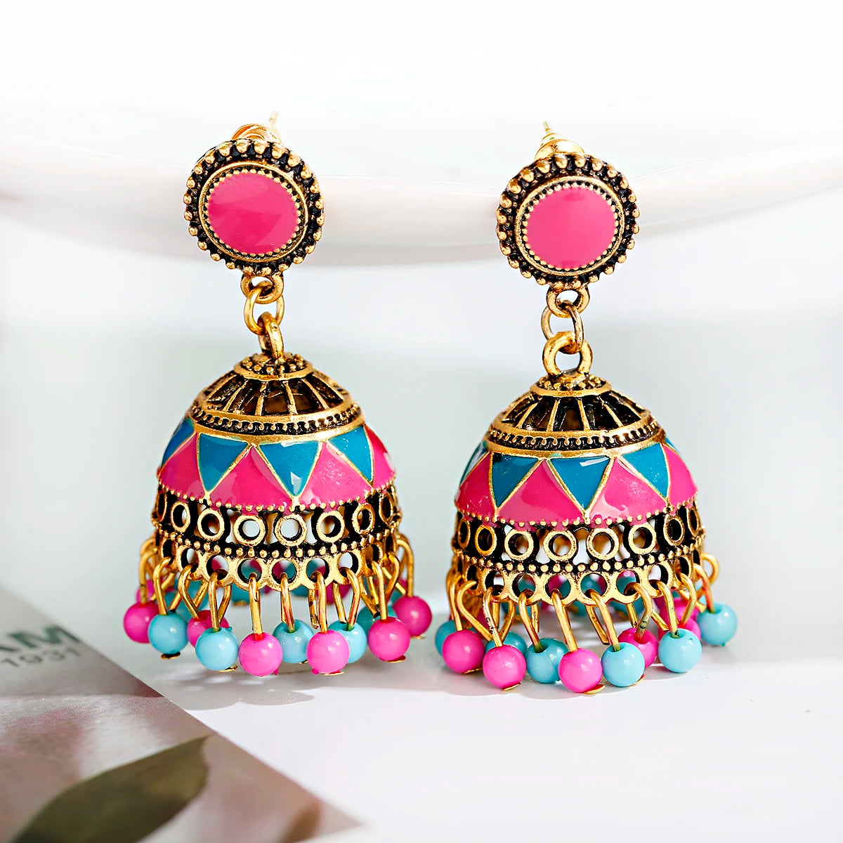 Zenat Trendy Indian Jhumka Charm Stud Earrings