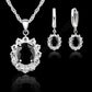 Luxury 925 Silver Needle Pendant Necklace Hoop Earrings Sets For Wedding Femme Pendant Chain Necklace Party Gifts