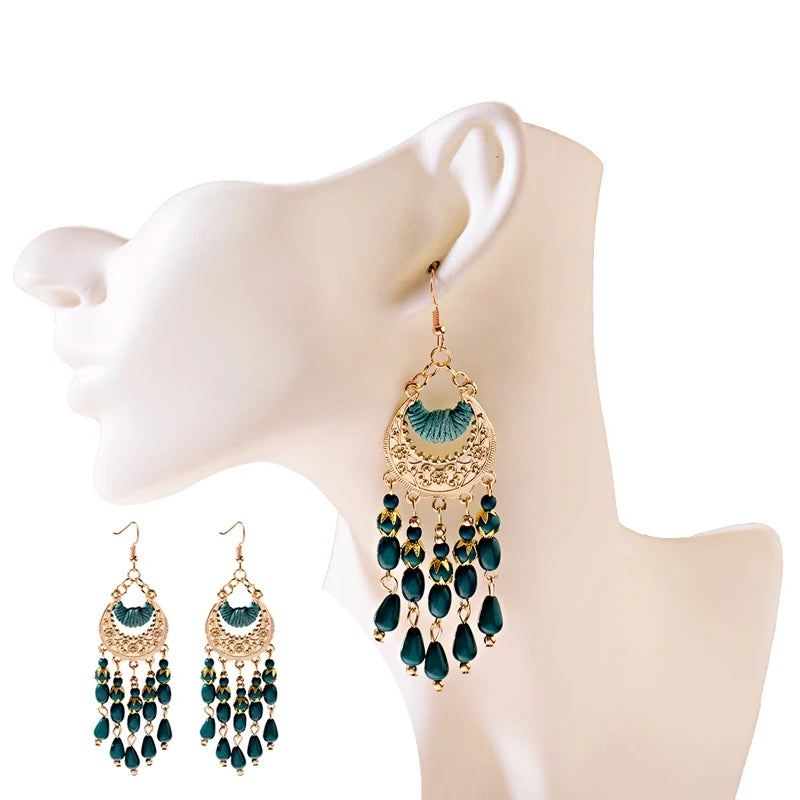 Zenat 2020 Vintage White Bead Tassel Jhumka