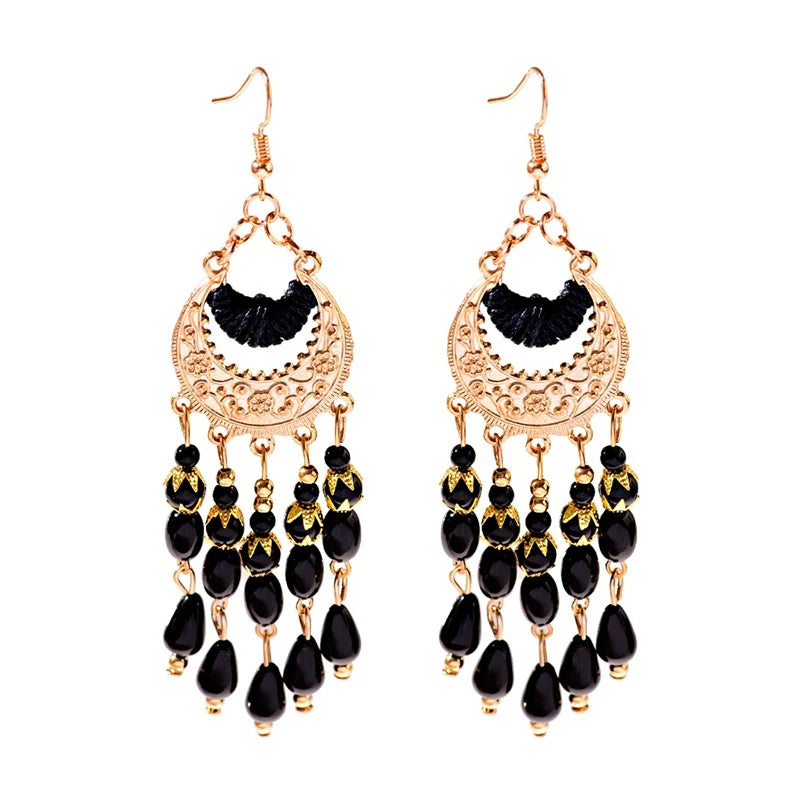 Zenat 2020 Vintage White Bead Tassel Jhumka