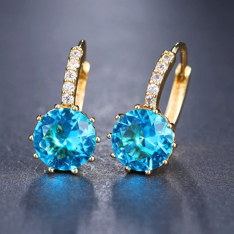 EMMAYA Fashion 9 Colors AAA CZ Element Stud Earrings For Women Wholesale Cheap Factory Price Wedding Party Gift