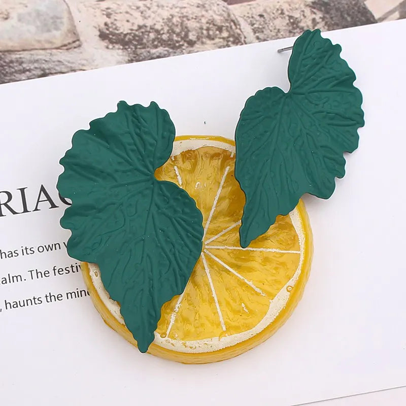 Zenat Geometric Ginkgo Leaf Drop Earrings