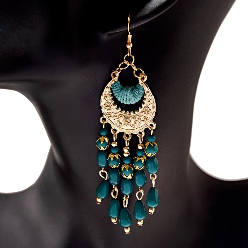Zenat 2020 Vintage White Bead Tassel Jhumka