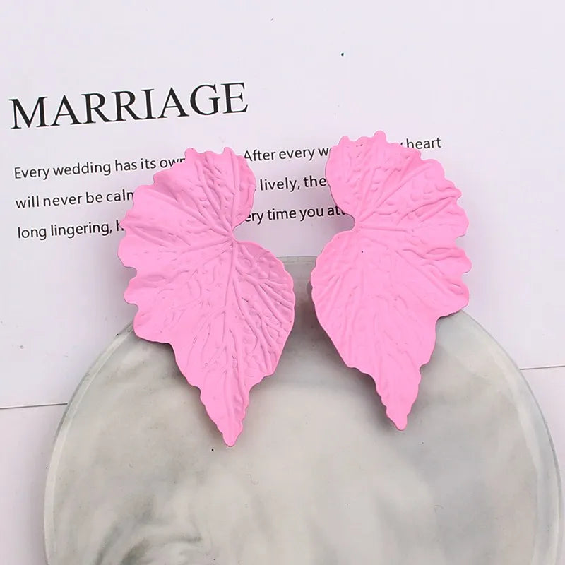 Zenat Geometric Ginkgo Leaf Drop Earrings
