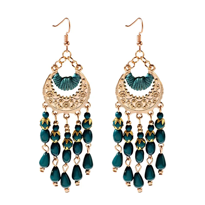 Zenat 2020 Vintage White Bead Tassel Jhumka