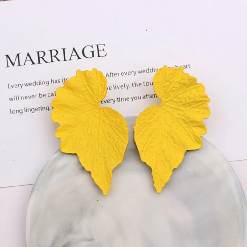 Zenat Geometric Ginkgo Leaf Drop Earrings