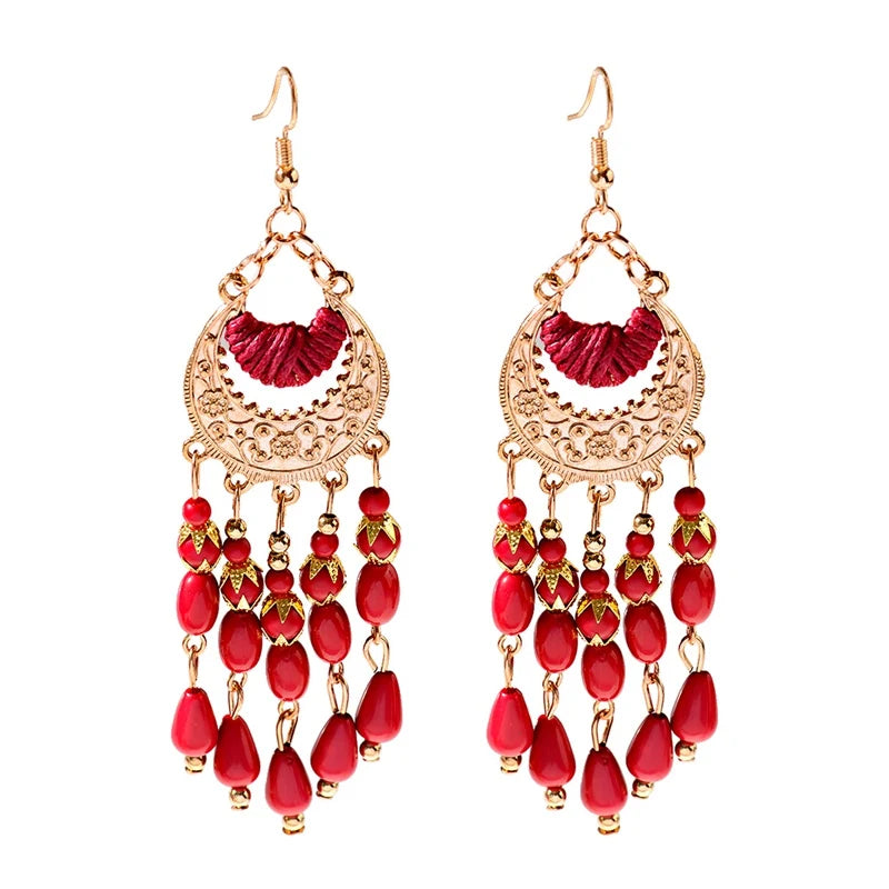 Zenat 2020 Vintage White Bead Tassel Jhumka