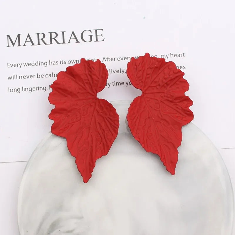 Zenat Geometric Ginkgo Leaf Drop Earrings