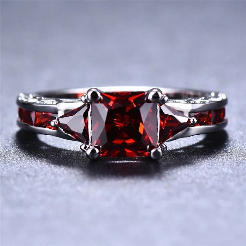 Zenat Princess Square Cut Red Stone