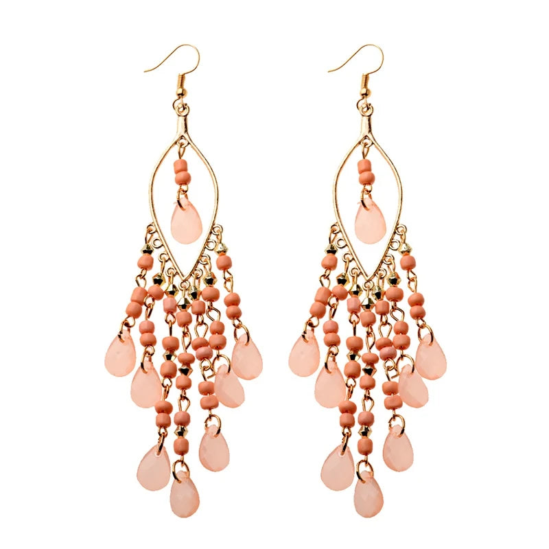 Zenat 2020 Vintage White Bead Tassel Jhumka