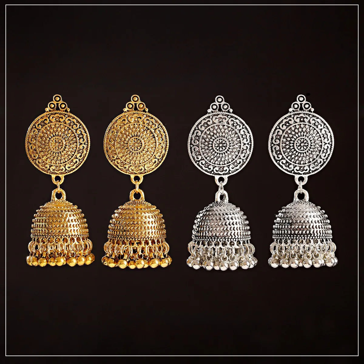 Zenat Trendy Indian Jhumka Charm Stud Earrings
