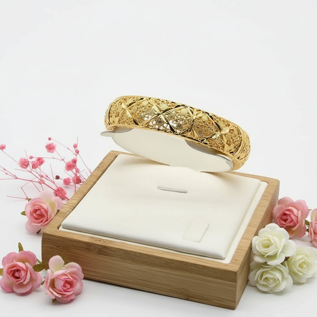 24K Gold Color Charm Bangles Adjustable