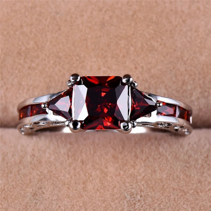 Zenat Princess Square Cut Red Stone