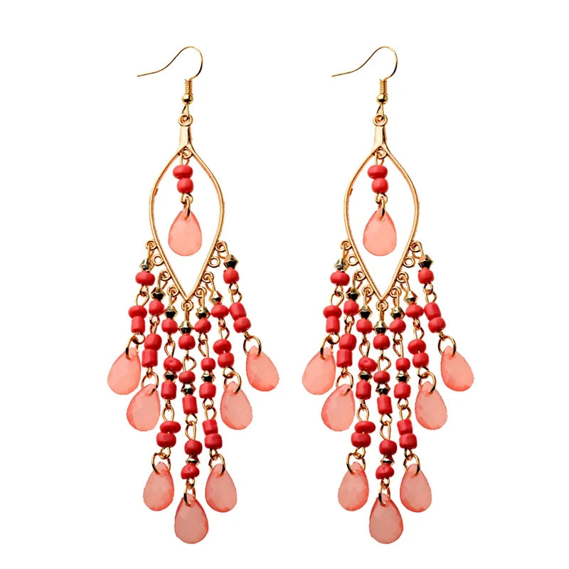 Zenat 2020 Vintage White Bead Tassel Jhumka