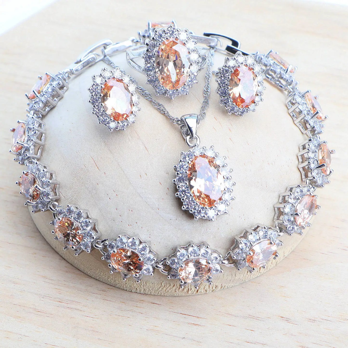 Zenat Blue Zirconia Silver 925 Women Bridal  Necklace Set