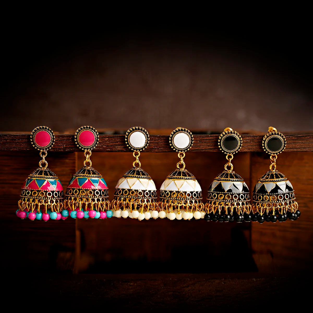 Zenat Trendy Indian Jhumka Charm Stud Earrings