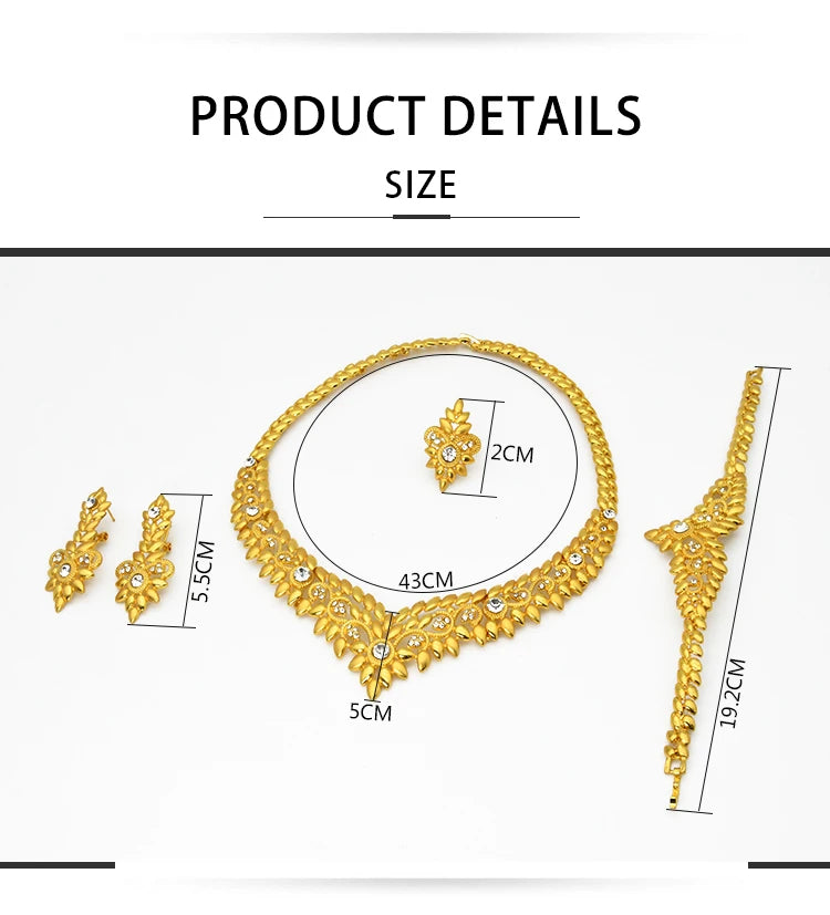 Zenat Dubai Gold Color 24k Luxury Necklace Set